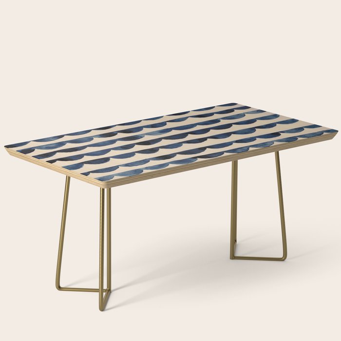 Thin Scalloped Line in indigo watercolor blue Coffee Table Gallery Image 2