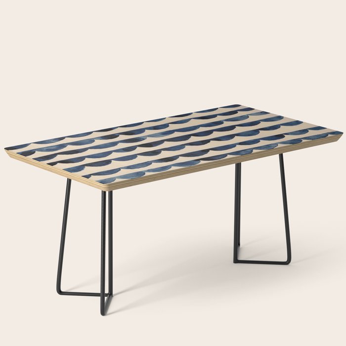 Thin Scalloped Line in indigo watercolor blue Coffee Table Gallery Image 1