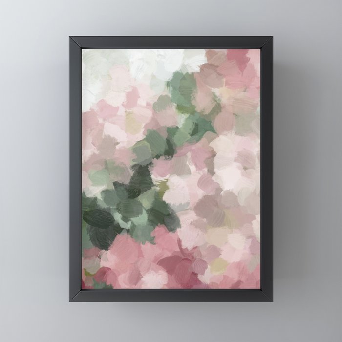 Blurry Bouquet - Forest Green Fuchsia Blush Dark Pink Abstract Flower Nature Painting Art Print Mini Art Print Gallery Image 3