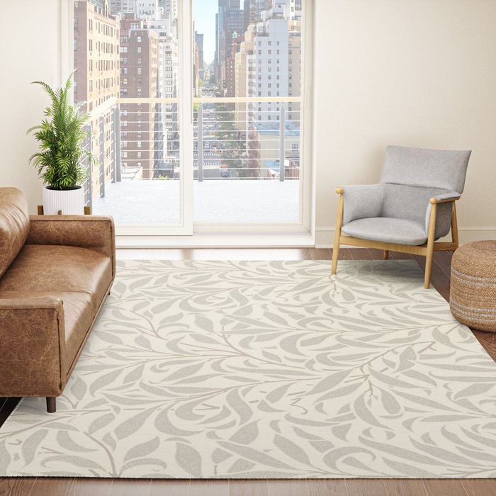 William Morris Willow Bough Ecru Silver Rug Gallery Image 4