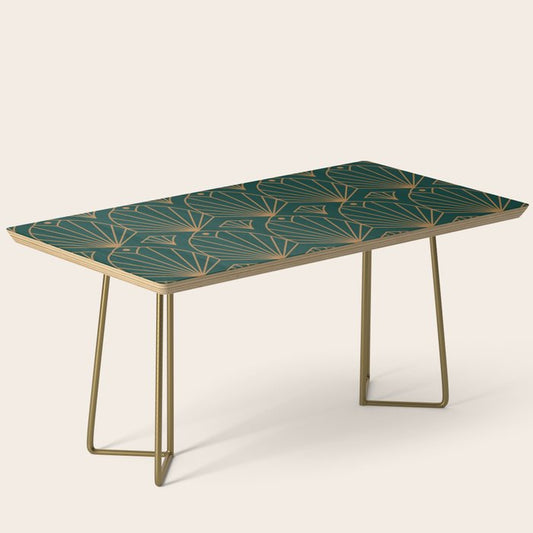 Art Deco Emerald Green & Gold Pattern Coffee Table Gallery Image 2
