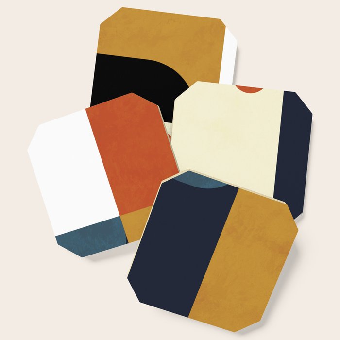mid century abstract shapes fall winter 4 Coaster Gallery Image 1