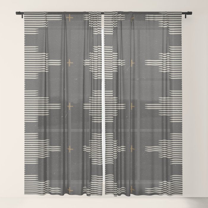 Southwestern Minimalist Black & White Window Curtain Gallery Image 17
