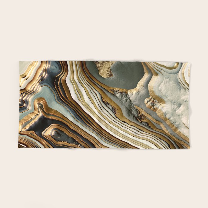 White Gold Agate Abstract Hand & Bath Towel Gallery Image 2