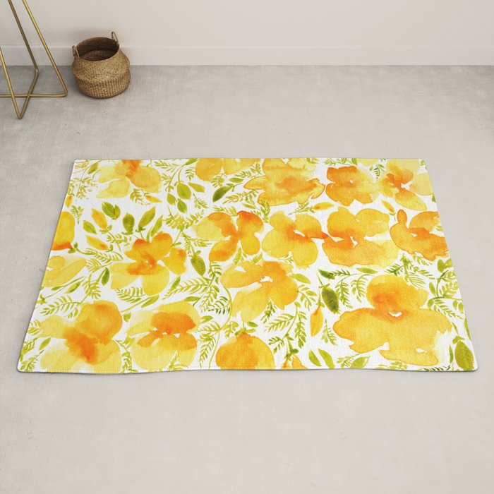 Watercolor California poppies (Quad set, #2) Rug Gallery Image 2