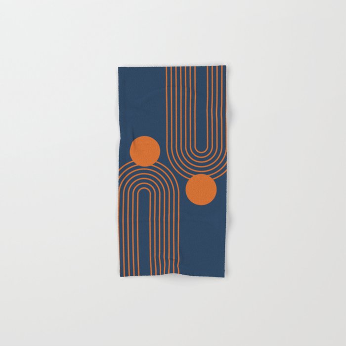 Mid Century Modern Geometric 186 in Navy Blue Orange Bath Towel Gallery Image 1
