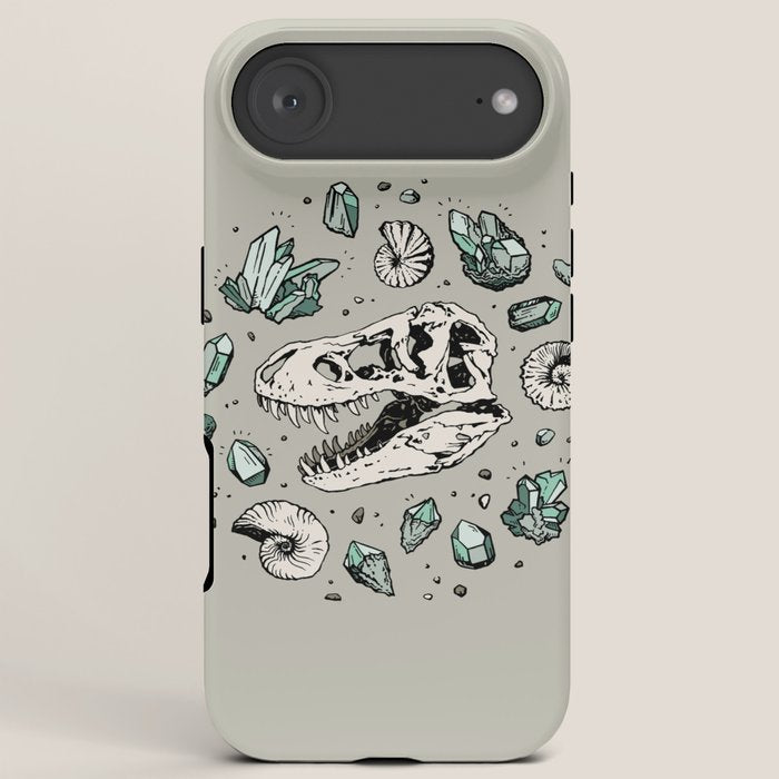 Geo-rex Vortex | Aquamarine | Dinosaur Skull Fossil Art iPhone Case Gallery Image 6