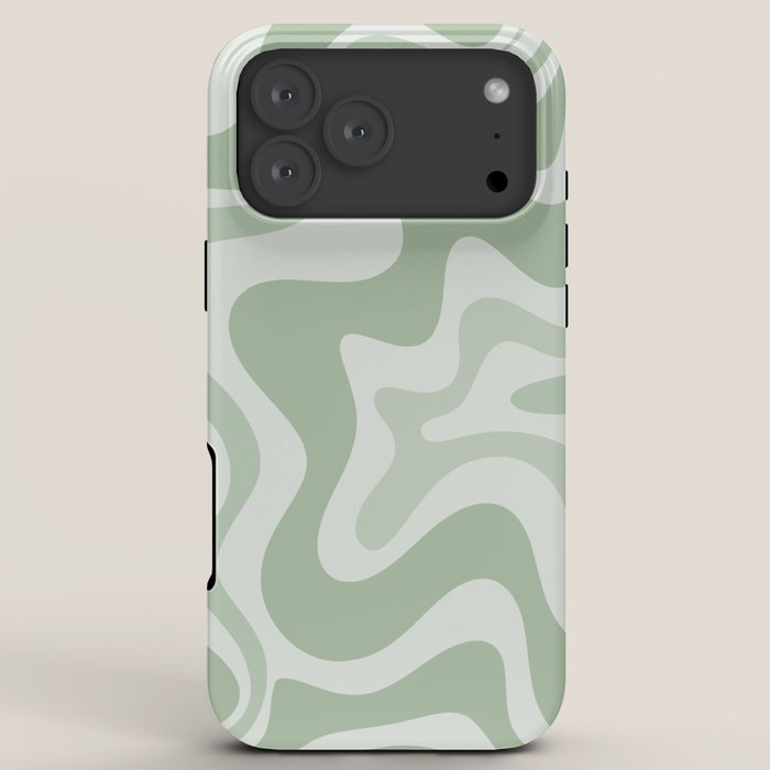 Retro Liquid Swirl Abstract Pattern Sage iPhone Case Gallery Image 8