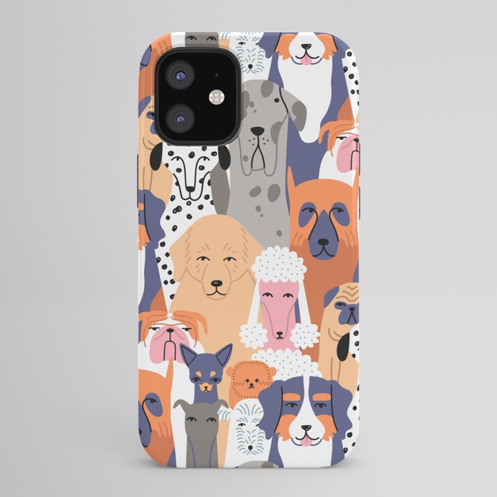 Funny diverse dog crowd character cartoon background iPhone Case Gallery Image 42