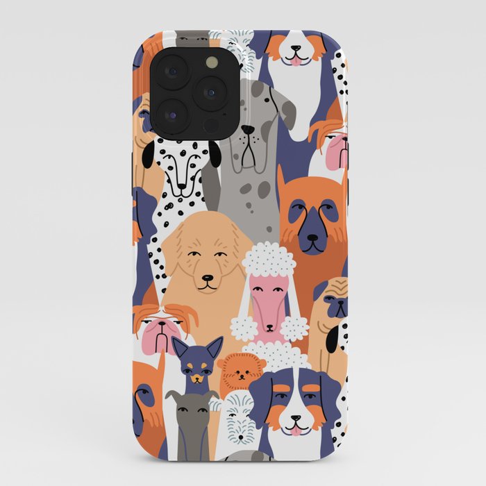 Funny diverse dog crowd character cartoon background iPhone Case Gallery Image 40