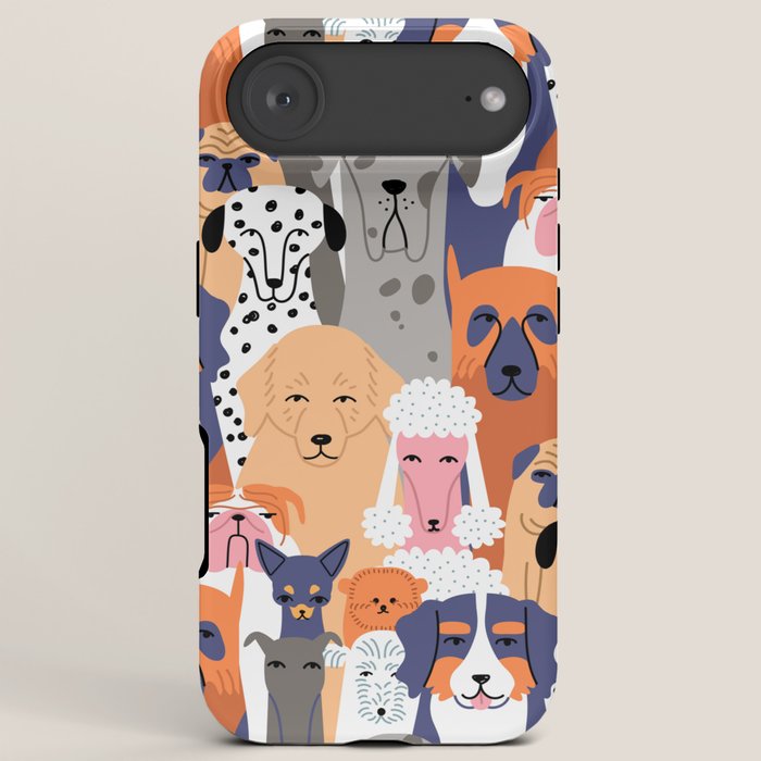 Funny diverse dog crowd character cartoon background iPhone Case Gallery Image 6