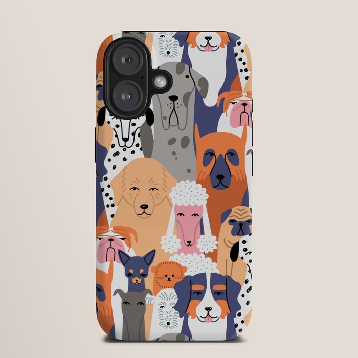 Funny diverse dog crowd character cartoon background iPhone Case Gallery Image 9