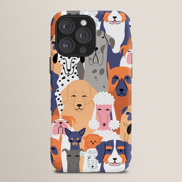Funny diverse dog crowd character cartoon background iPhone Case Gallery Image 16