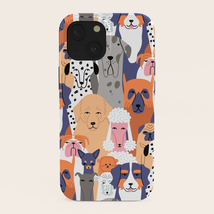 Funny diverse dog crowd character cartoon background iPhone Case Gallery Image 38
