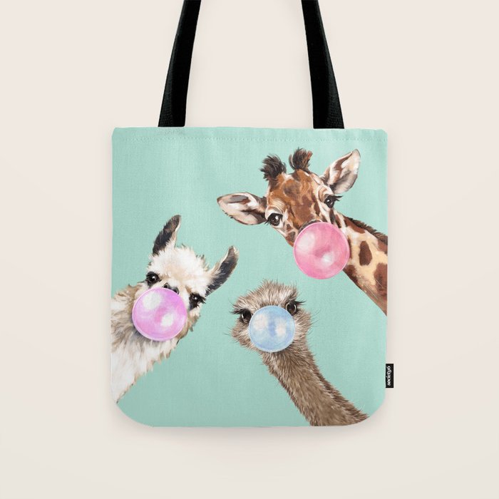 Bubble Gum Gang in Green Tote Bag Gallery Image 1