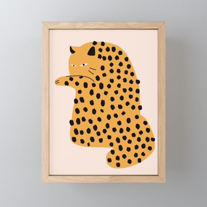Self grooming cat Mini Art Print Gallery Image 1