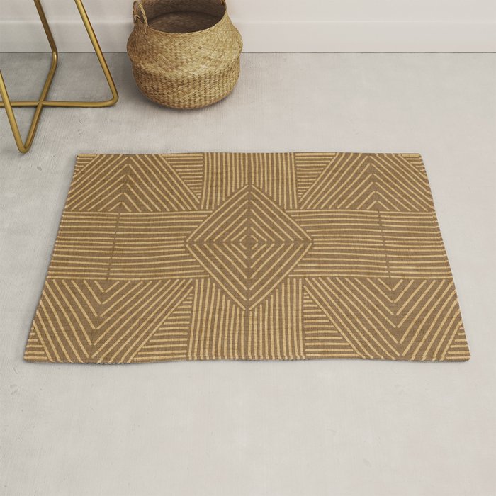 Golden ochre lines - textured abstract geometric Rug Gallery Image 1