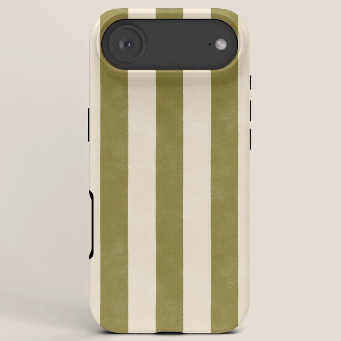 Cabana Stripe - moss green and cream iPhone Case Gallery Image 6