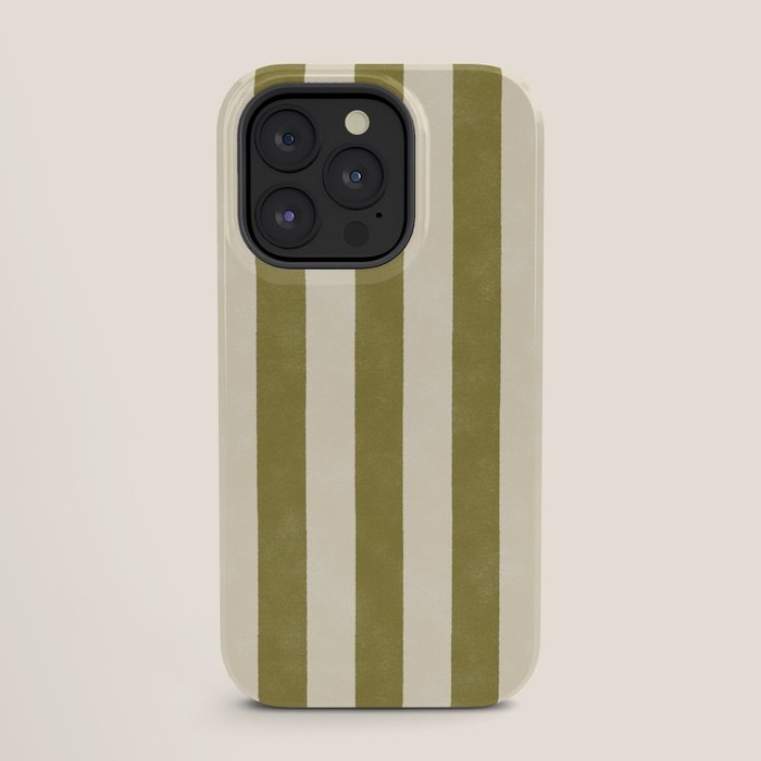 Cabana Stripe - moss green and cream iPhone Case Gallery Image 27