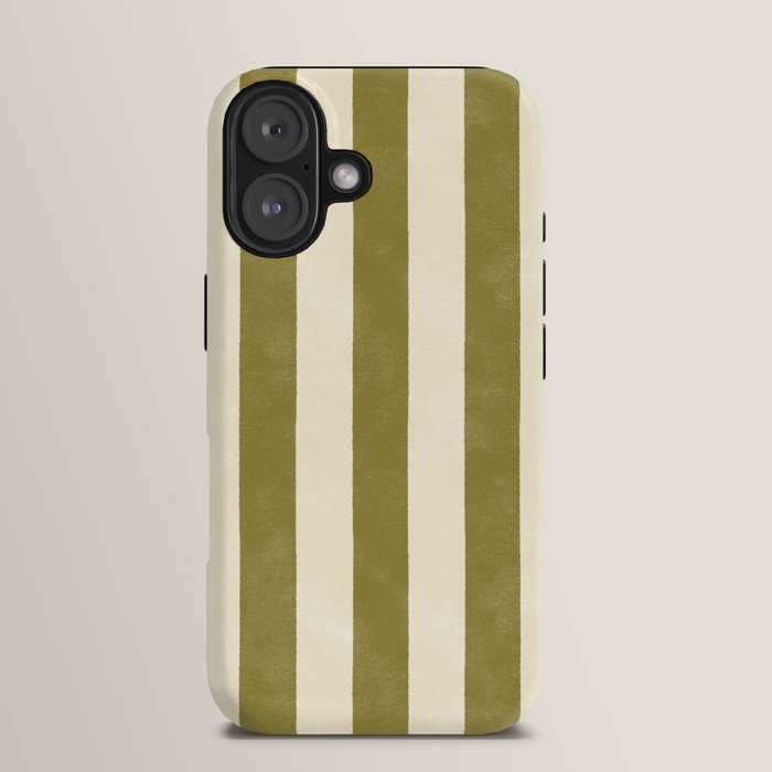 Cabana Stripe - moss green and cream iPhone Case Gallery Image 13