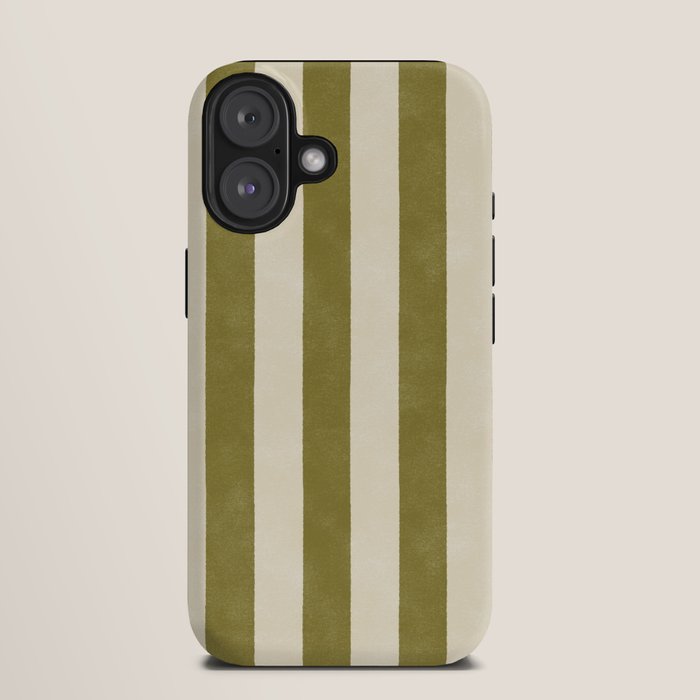 Cabana Stripe - moss green and cream iPhone Case Gallery Image 9