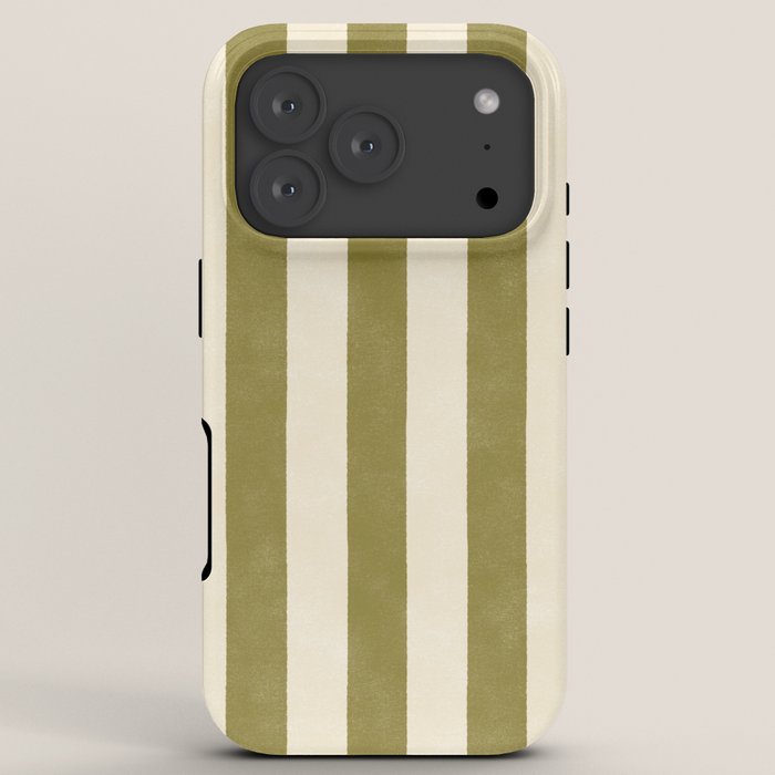Cabana Stripe - moss green and cream iPhone Case Gallery Image 7