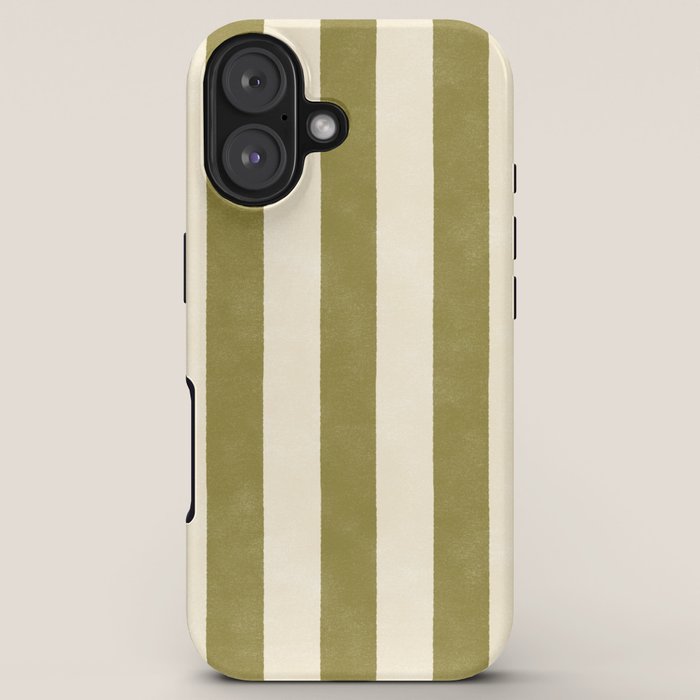 Cabana Stripe - moss green and cream iPhone Case Gallery Image 5