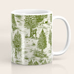 Bigfoot / Sasquatch Toile de Jouy in Forest Green Coffee Mug Gallery Image 1