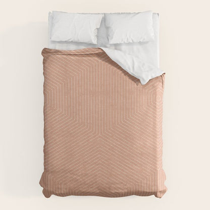 boho hexagon stripes - peach Duvet Cover Gallery Image 1