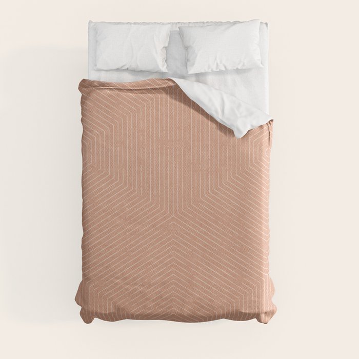 boho hexagon stripes - peach Duvet Cover Gallery Image 3