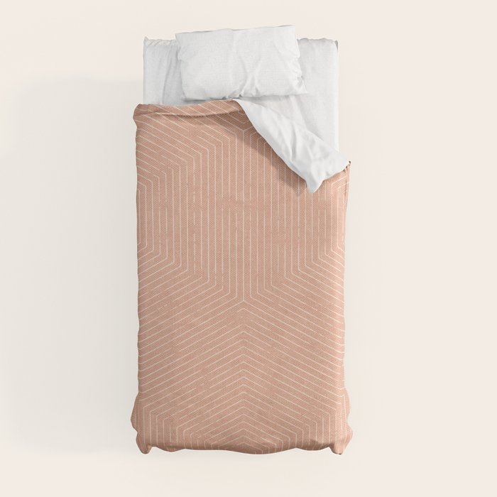 boho hexagon stripes - peach Duvet Cover Gallery Image 4