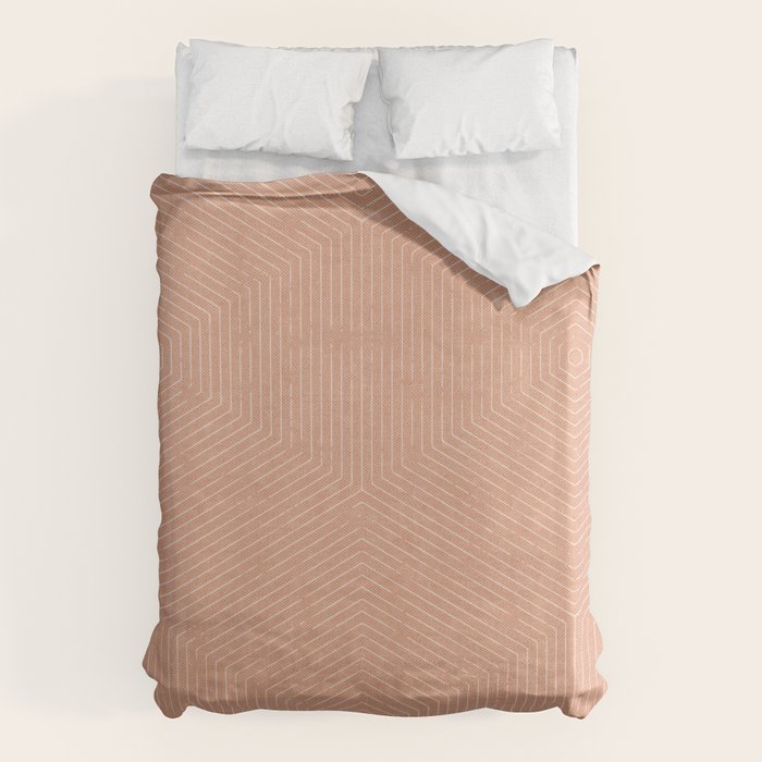 boho hexagon stripes - peach Duvet Cover Gallery Image 6