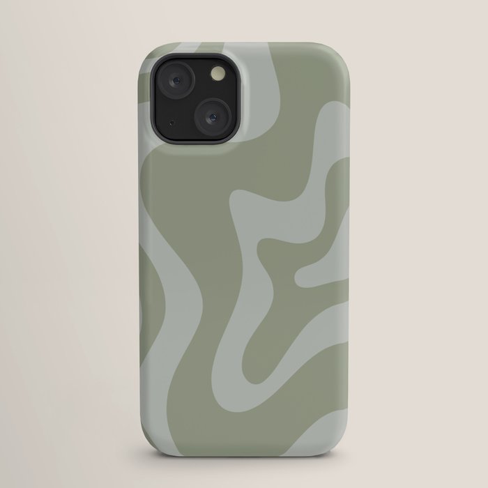 Retro Liquid Swirl Abstract Pattern in Sage Green iPhone Case Gallery Image 17