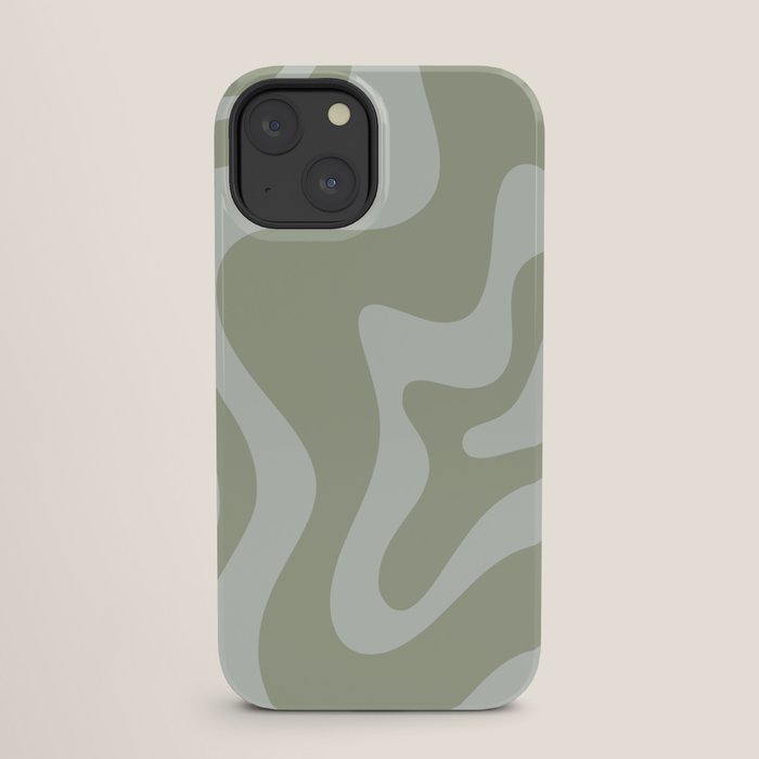 Retro Liquid Swirl Abstract Pattern in Sage Green iPhone Case Gallery Image 25