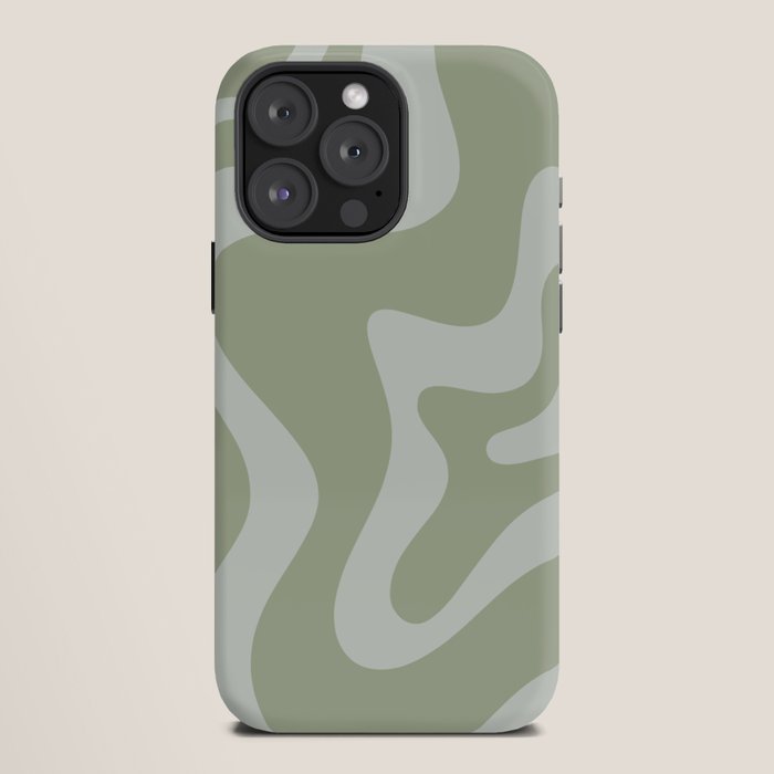 Retro Liquid Swirl Abstract Pattern in Sage Green iPhone Case Gallery Image 12