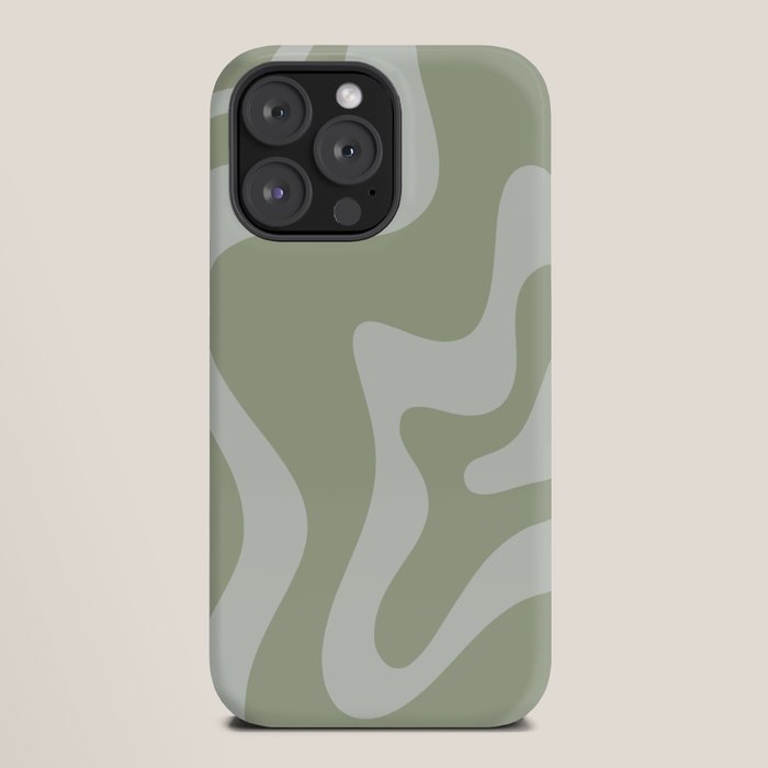 Retro Liquid Swirl Abstract Pattern in Sage Green iPhone Case Gallery Image 20