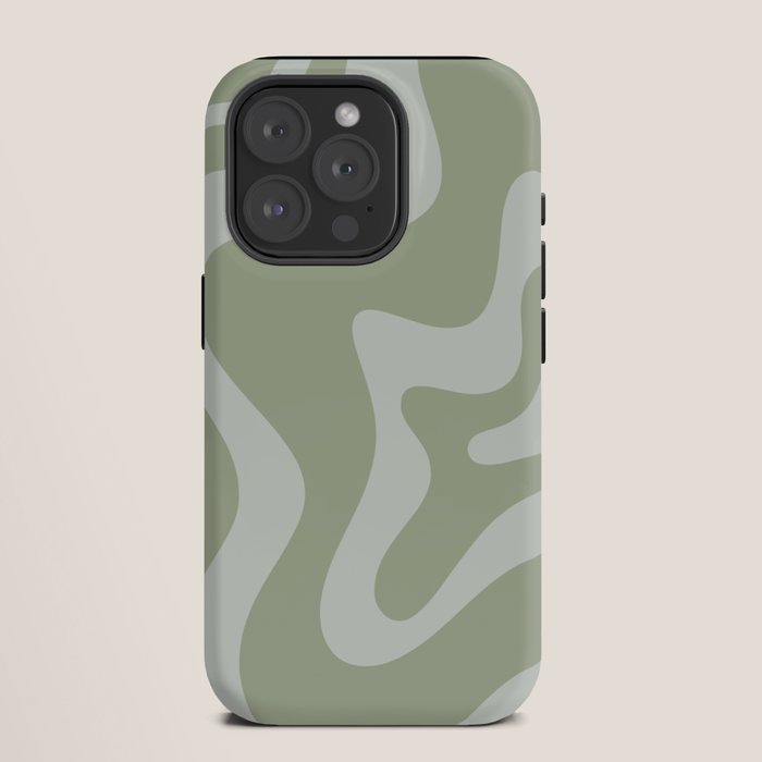 Retro Liquid Swirl Abstract Pattern in Sage Green iPhone Case Gallery Image 11