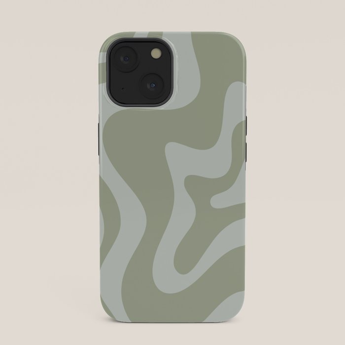 Retro Liquid Swirl Abstract Pattern in Sage Green iPhone Case Gallery Image 33