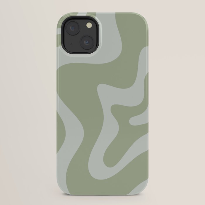 Retro Liquid Swirl Abstract Pattern in Sage Green iPhone Case Gallery Image 30