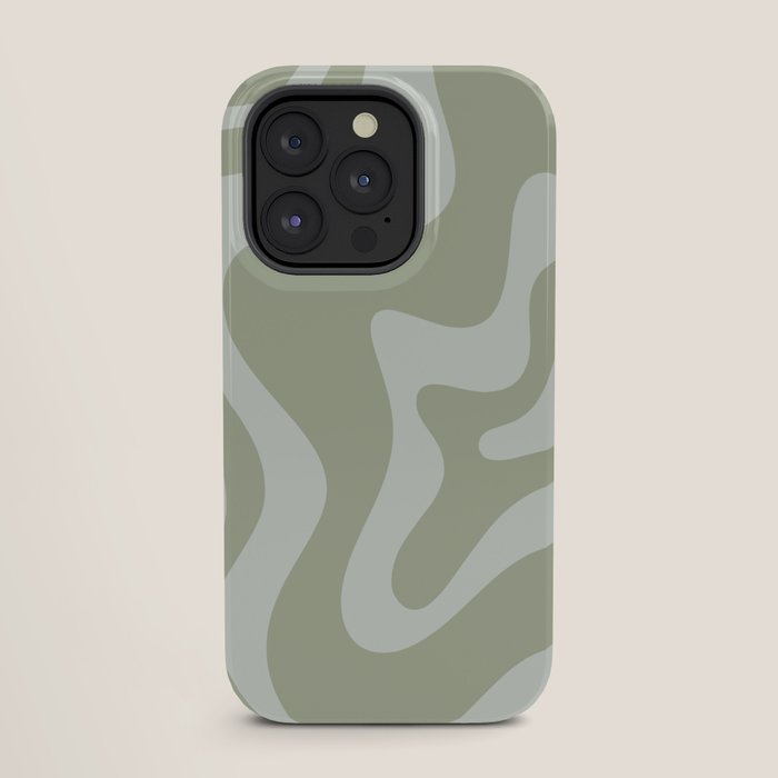 Retro Liquid Swirl Abstract Pattern in Sage Green iPhone Case Gallery Image 27