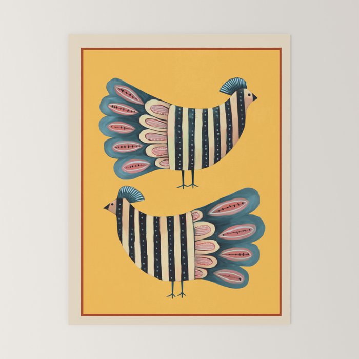 Striped Bird Pair II Mini Art Print Gallery Image 6