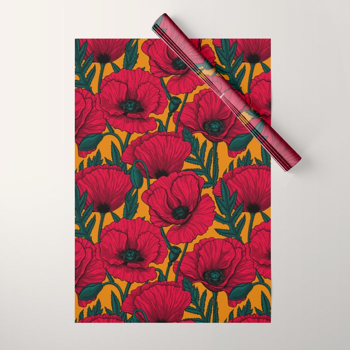 Red poppy garden Wrapping Paper Gallery Image 1