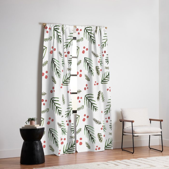 Christmas tree branches and berries - vintage Window Curtain Gallery Image 6