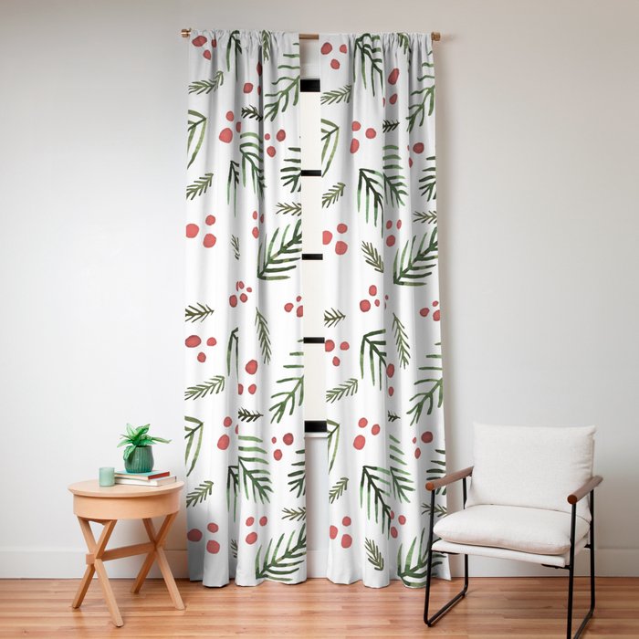 Christmas tree branches and berries - vintage Window Curtain Gallery Image 8