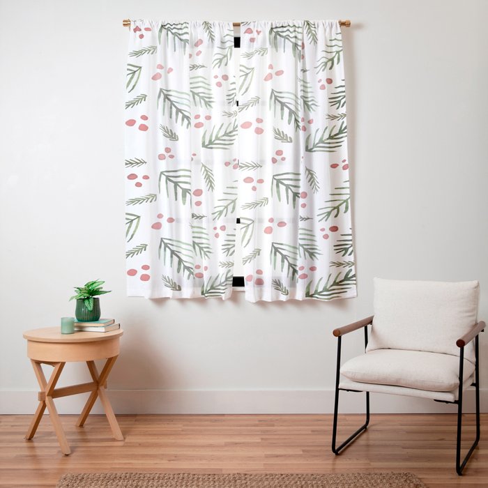 Christmas tree branches and berries - vintage Window Curtain Gallery Image 11