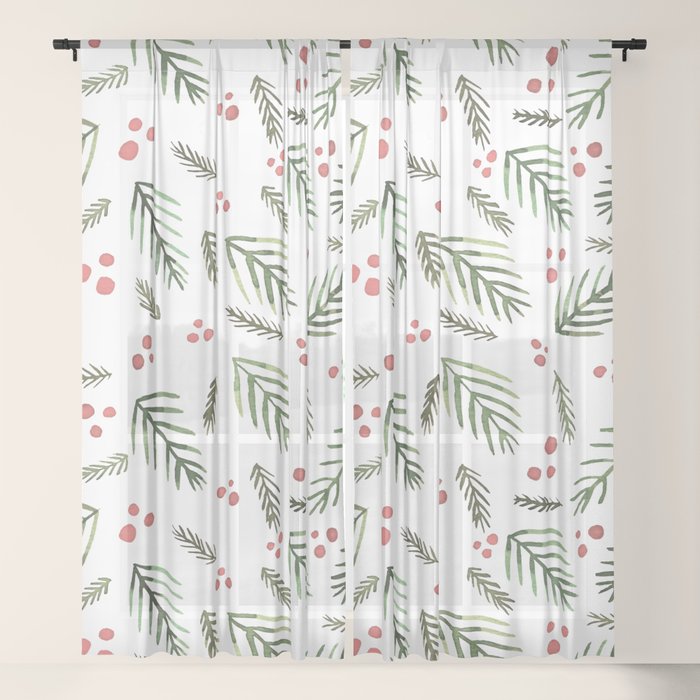 Christmas tree branches and berries - vintage Window Curtain Gallery Image 21