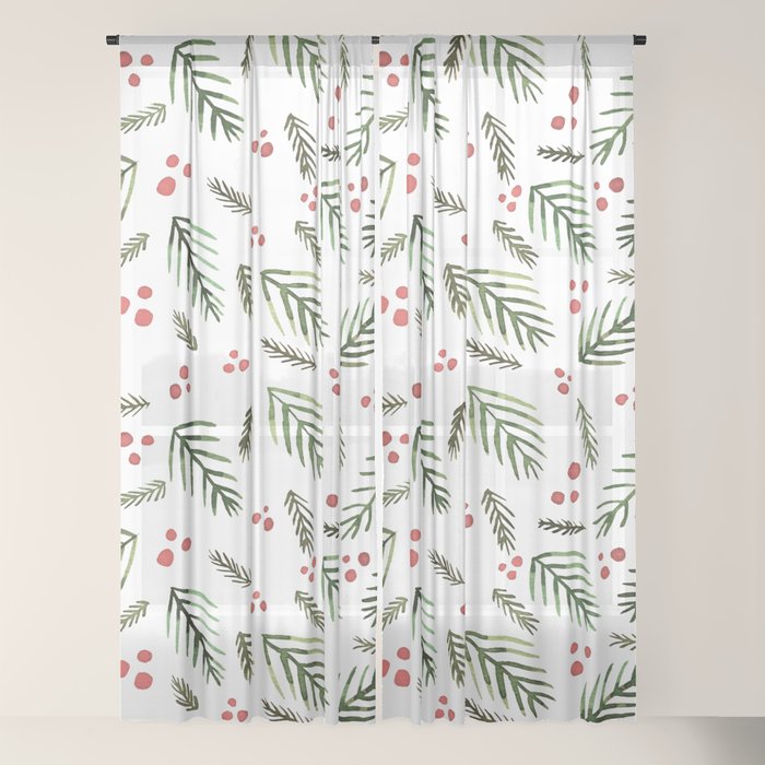 Christmas tree branches and berries - vintage Window Curtain Gallery Image 18