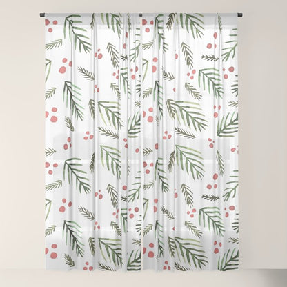 Christmas tree branches and berries - vintage Window Curtain Gallery Image 22