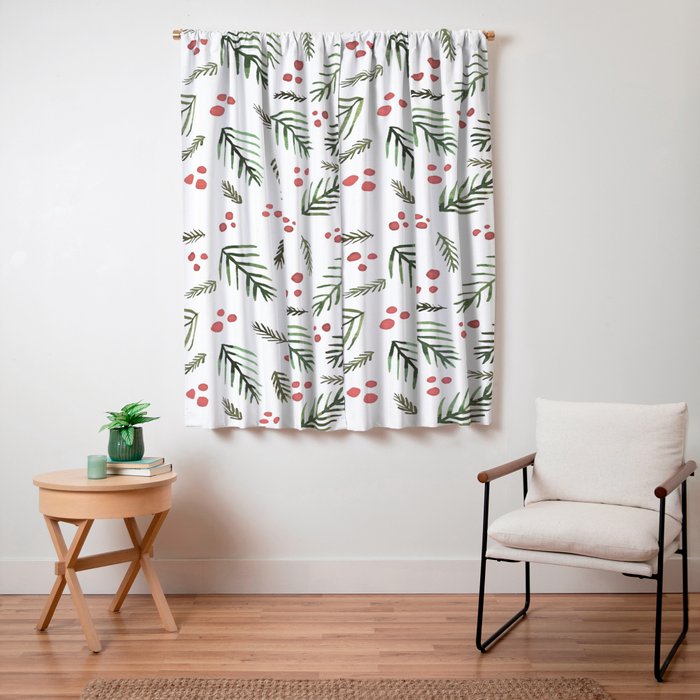 Christmas tree branches and berries - vintage Window Curtain Gallery Image 3