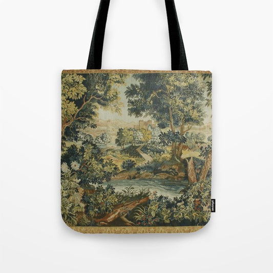 Antique 18th Century Verdure French Aubusson Tapestry Tote Bag Gallery Image 1